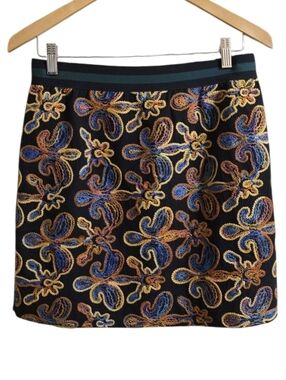 THML Women's Colorful Embroidered Elastic Waist Abstract Mini Skirt. Size Large